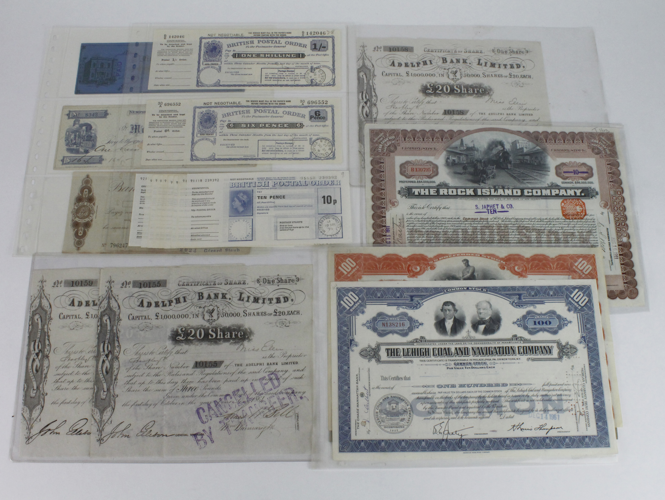 Postal Orders, Cheques and Bonds/Shares (20), a good group of Postal Orders with counterfoils