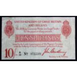 Bradbury 10 Shillings issued 1915, serial R/35 051399 (T13.1, Pick348a) small holes, edge nicks,