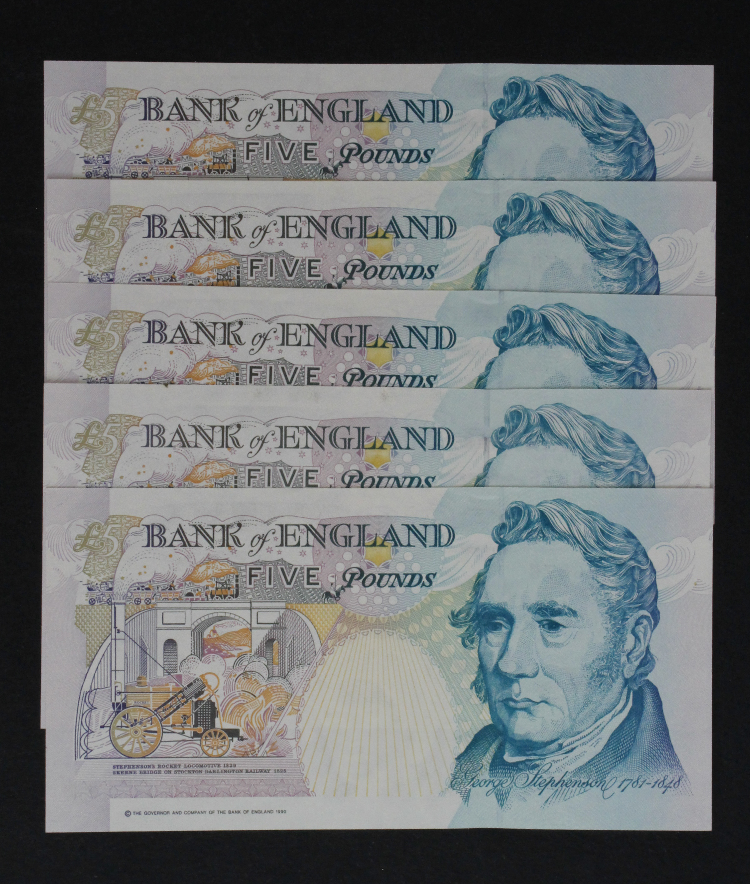 Gill 5 Pounds (5) issued 1990, comprising a FIRST RUN serial A01 168376 and a consecutively numbered - Image 2 of 2