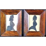 Pair of Regency silhouette profile portraits. Possibly both of the same sitter. One being referenced