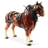 Melba Ware. A collection of five large ceramic shire horses (mostly by Melba Ware), including