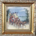 Benjamin Godfrey Windus (1790 -1867). A miniature watercolour depicting Horses pulling a carriage of