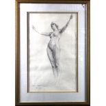 Nude. An original pencil drawing of a nude by Joan Woodd Waller, signed by the artist and dated Feb.