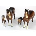 Beswick. Four Beswick horses, including a race horse, tallest 20cm approx.