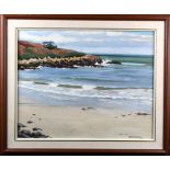 Oil on board depicting a coastal scene. Signed Montgomery/85 (artist possibly British Columbia/