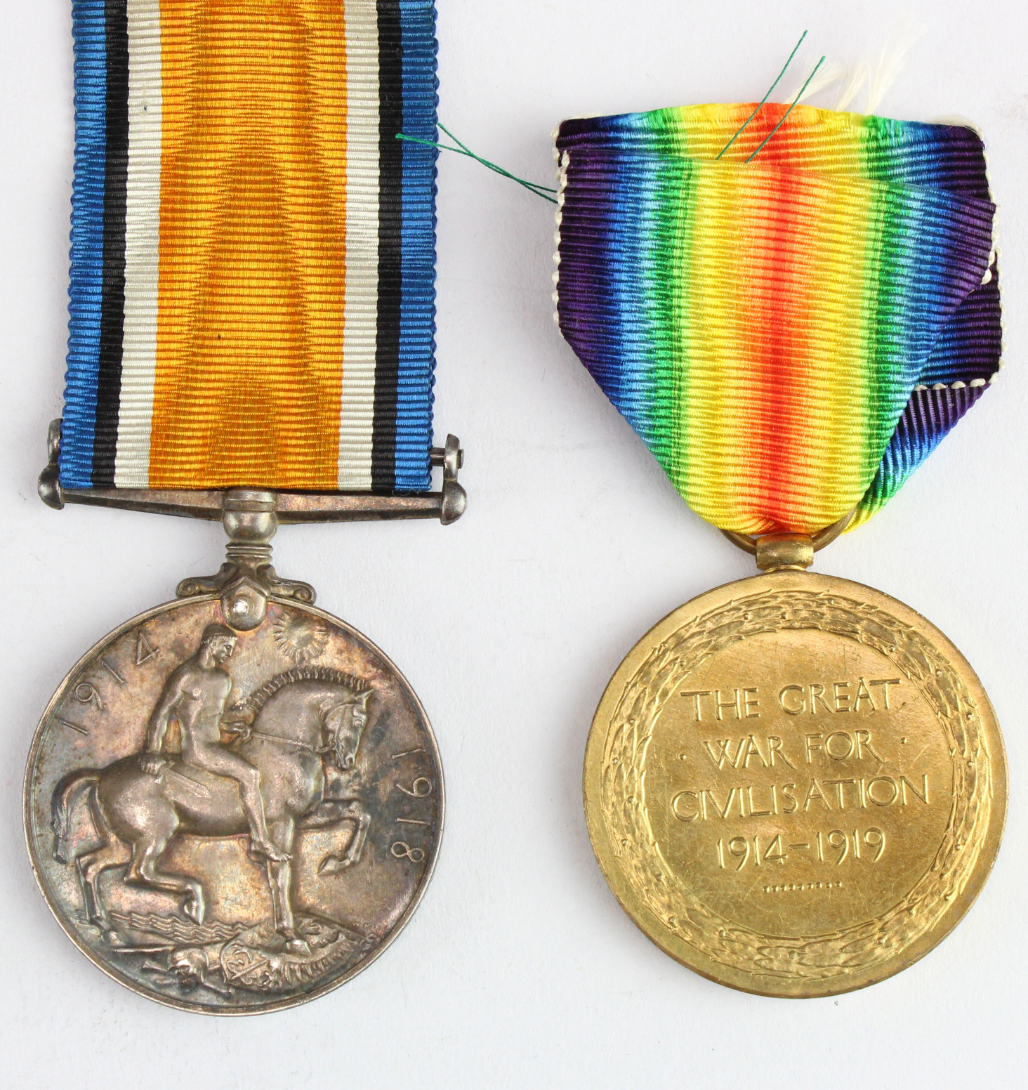 BWM & Victory Medal with MID, to 165977 C.Q.M.Sjt V Mahy RE. MID L/G 7th July 1919, 5th Fd. Surb. - Image 2 of 2