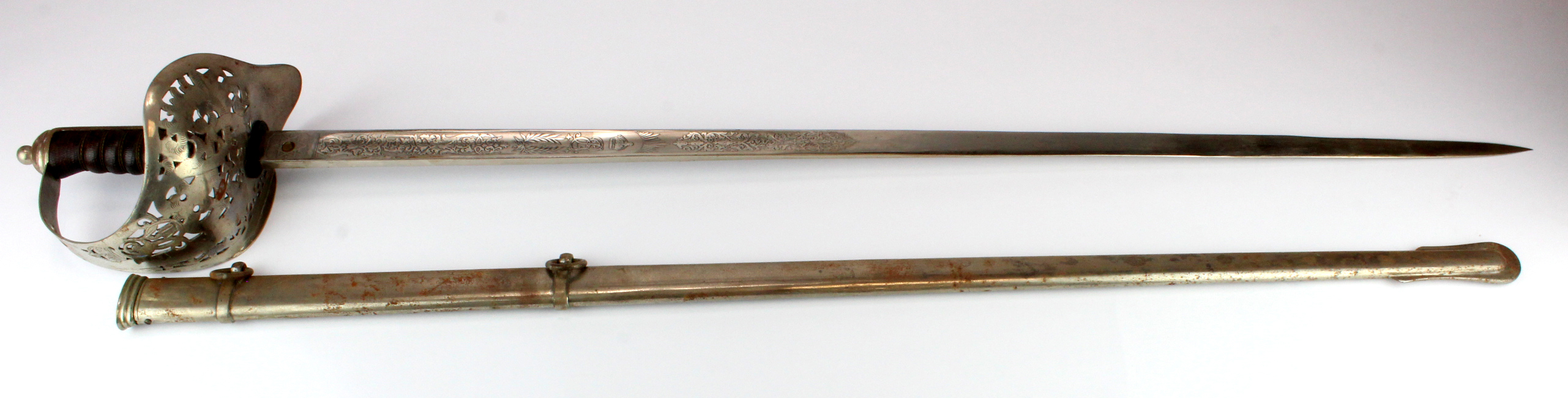 KEDVII Sword with metal scabbard, a Wilkinson '07 Bayonet without scabbard, a French M1886/93/16