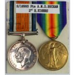 BWM & Victory Medal to S-16993 Pte A M D Buchan R.Highrs. Served 2nd Bn. (2)