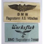 German Nazi Luftschutz armband x 2  BMW and Jumo factories.