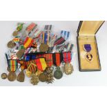 Foreign Medals - a good collection of medals inc Italian, French, Belgium, South Africa, USA, Far