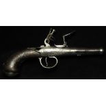 Flintlock boxlock cannon barrelled Queen Anne style pocket Pistol by W.Mansell. Turn off barrel 2.