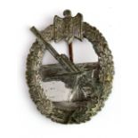 German Nazi Coastal Artillery War Badge, maker marked to reverse 'DH'.