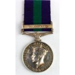 GSM GVI with Palestine clasp, named (3244227 Pte A MacKie, Seaforth). MacKie originally served under