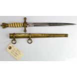 German Nazi stag grip Parade bayonet, with metal scabbard, blade maker marked 'E & F Horster