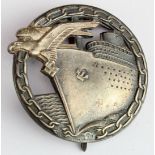 German Nazi Kriegsmarine Blockade Runner Badge, marked to reverse 'Fec. Otto Placzek Berlin Ausf.