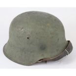 German raw edged combat helmet, feldgrau, old liner D454 / rest feint, good clean example.