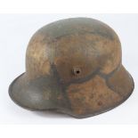 German WW1, 1916 pattern camo helmet with most of its original paint finish with metal lining band