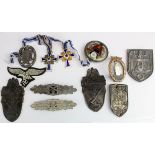 German Nazi badges and medals various inc Campaign Shields x3, Close Combat Clasps x2, Minesweeper