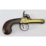 Belgian brass framed and barrelled boxlock, percussion muff / pocket pistol, decent quality,