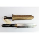 British Divers Knife Siebe Gorman possibly, with brass scabbard and leather frog. No makers marks