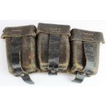 German Nazi Ammo pouches x2, one dated 1938 + bayonet frog.