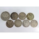 Poland, Russian Empire (8) silver: 10 Zlotych (1-1/2 Rubles) 1835 ?? ex-mount VF scratches; 5