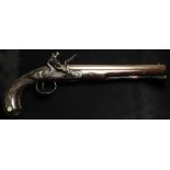 Flintlock duelling pistol by Robert Wogdon, circa 1780, with superb silver inlaid butt, with