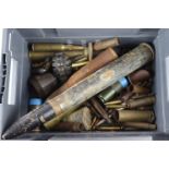 Ordnance box full including 40mm bothers shell with various cannon rounds including German two WW2