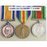 BWM & Victory Medal to S-22959 Pte H M Cordiner R.Highrs. Plus Defence Medal. Served 10th and 7th