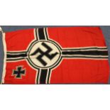 German Nazi Kriegsmarine Flag (1.8 x 1.35) with K.M. acceptance stamps, and markers marks