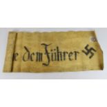 German Third Reich Banner from a Bombed out building stating we are true to the Fuhrer