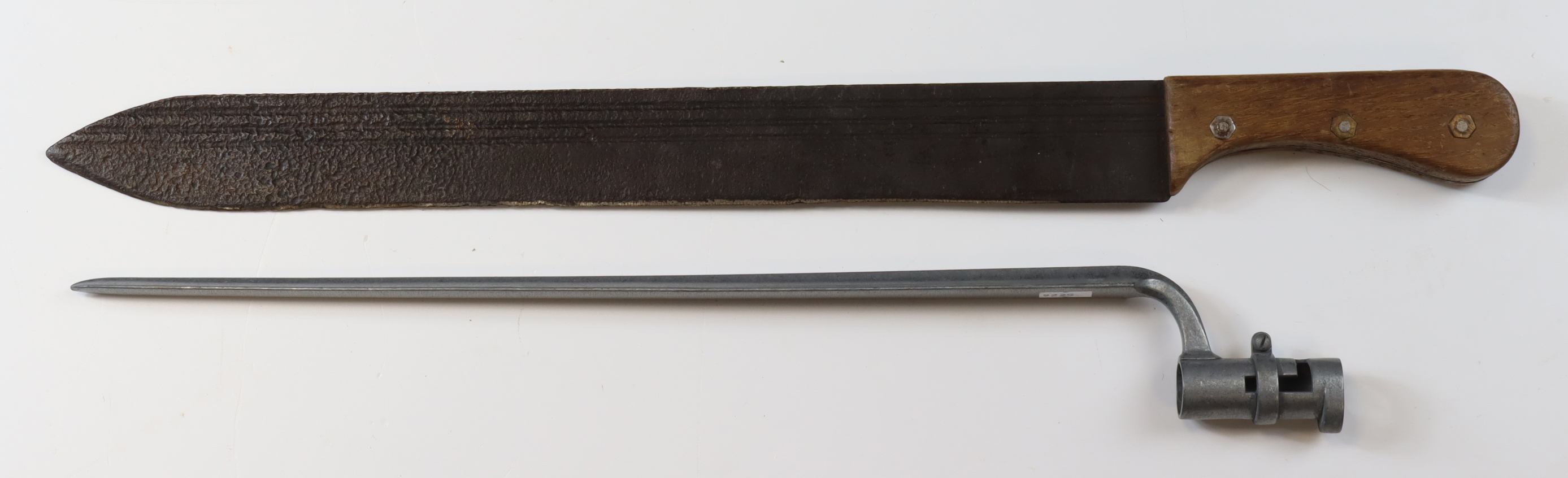 Bayonet socket type & Machete, machete rusty. (Sold as seen)