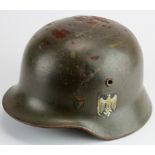 German Nazi Double Decal helmet. Liner/chinstrap/Decals all replacements for display. Helmet stamped