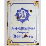 German RLB enamel plaque some rust damage.