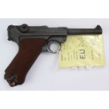 Great War Imperial German Luger by DWM (date indistinct 19??), SN:8470 / 6268, refinished overall.