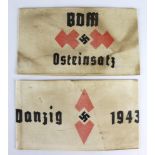 German Nazi armbands Hitler youth and BDM.