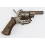 Belgian pinfire pocket revolver, barrel 2", 6 short cylinders 7mm, with Belgian proof mark.