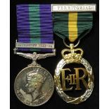 GSM GVI with Palestine 1945-48 clasp named (2/Lt G T Cleaver 4th/7th D.G.). Mounted as worn with