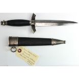 German Nazi DLV Flyers knife, early type, with scabbard. Blade maker marked 'Carl Eickhorn