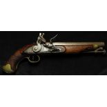 Flintlock New Land Pistol with a plain New Land lock, barrel 9", bore .69". Lock with Crown over "