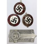 German Party NSDAP badges.  (4)