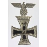 German WW1 Iron Cross with combined 1939 bar unmarked.