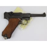 Imperial German WW1 Luger made by ERFURT and dated 1915, SN:9138 / 7295 (frame and receiver),