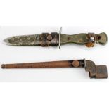 Bayonet & Military knife - 1) No4 MkII Spike bayonet in its steel scabbard also marked "Bg 3122". 2)