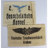German Nazi Armbands Luftschutz, Oscar Schindler’s factory and one other.