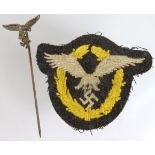 German Luftwaffe cloth Pilots badge and Luftwaffe stickpin
