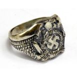German Labour mans finger ring, .925 silver marked