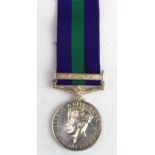 GSM GVI with Malaya clasp named (22522459 Pte D Mullen, Seaforth).