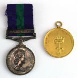 GSM QE2 with Near East clasp named (22551429 Gdsm K D Robson S.G.) Plus Bayonet Team Combat