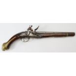 18th/19th Century Turkish flintlock pistol nice clean gun with carved stock engraved furniture.